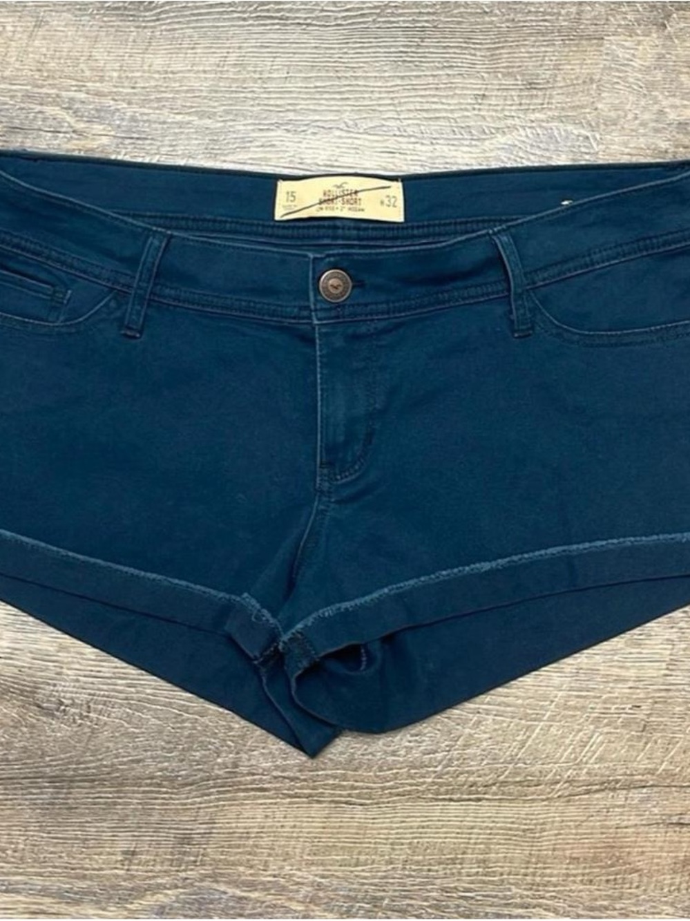Hollister Dark Teal Stretch Denim Shortie